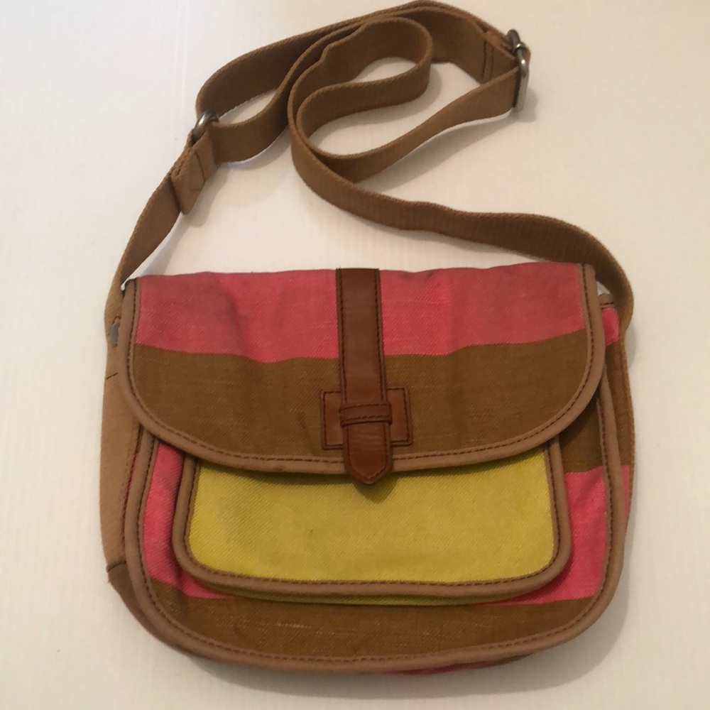 Fossil Color Block Canvas Top Flap Adjustable Cro… - image 1